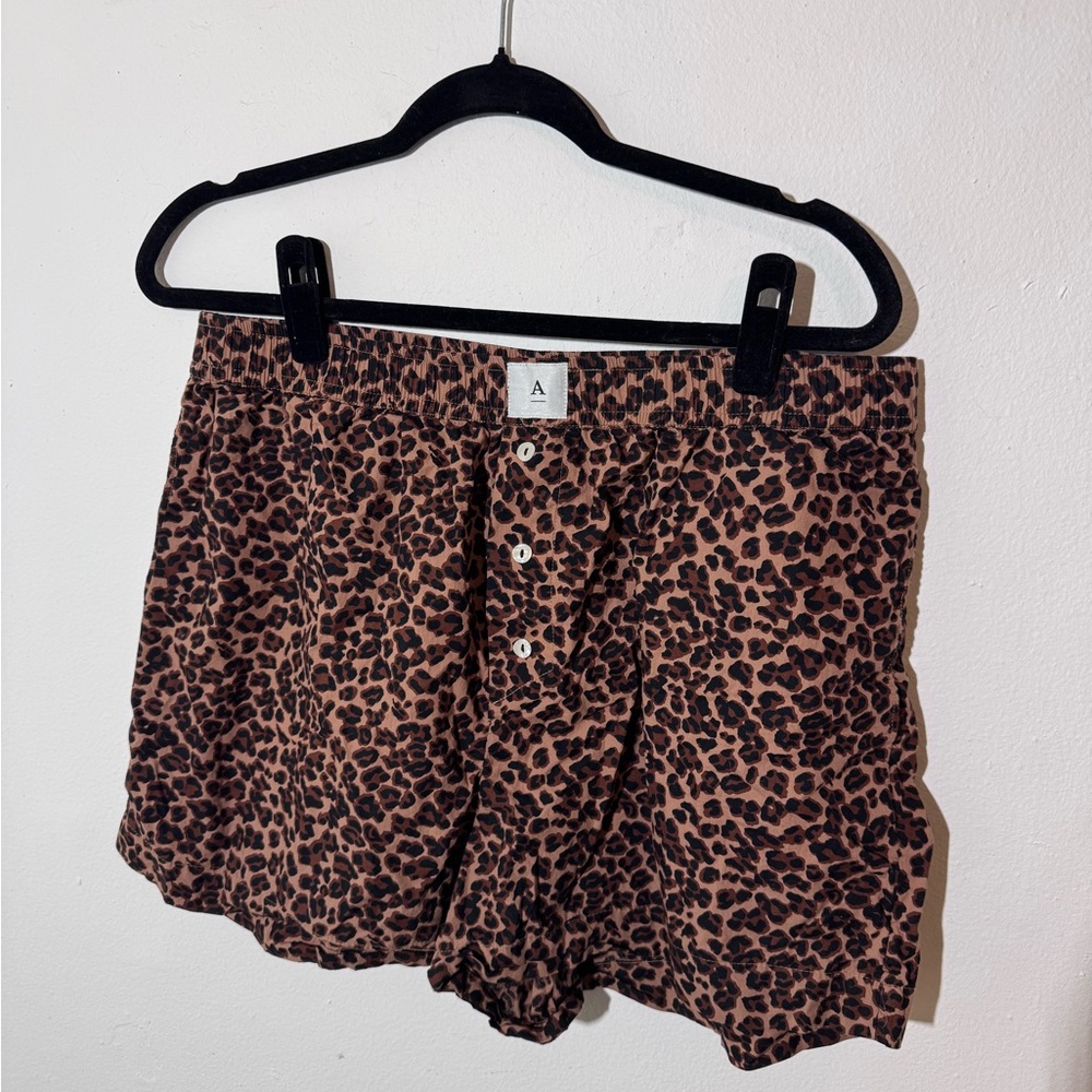Anthropologie Brown Leopard Print Boxer Shorts
